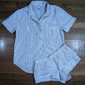 Victoria's Secret Pink and White Striped Shimmer PJ Set